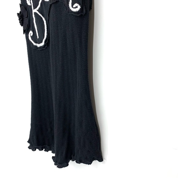 Free People Black Flower Applique Embroidered Berlin Muscle Tank Top Size XS - Picture 6 of 15